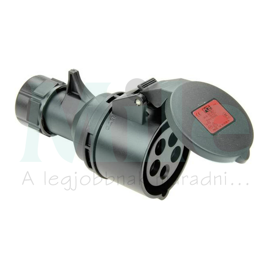 Ipari dugalj lengő 3P+N+E 16A 400V(50+60Hz) piros egyenes IP44 műanyag 6h-pozíció Shark PCE