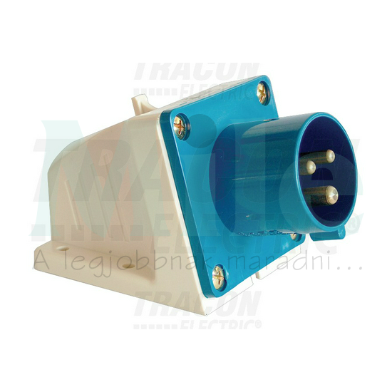 Ipari dugvilla 2P+E falonkívüli 16A 200-250V(50+60Hz) kék műanyag ferde csavaros Dfr-162 TRACON
