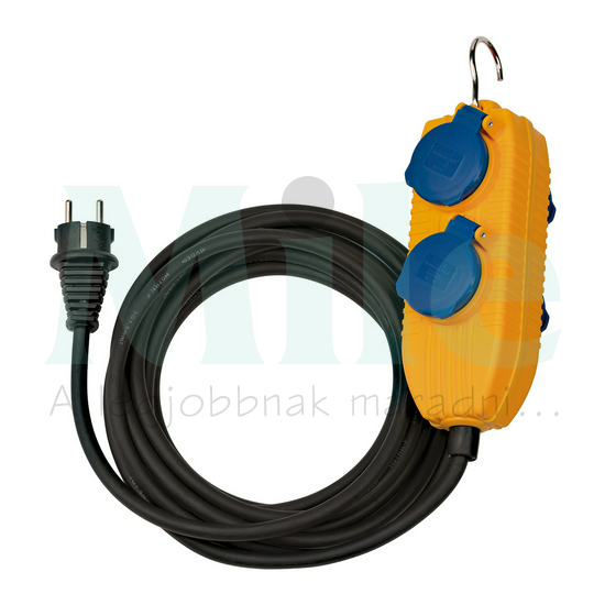 Ipari elosztósor kültéri ütésálló Powerblock (4x) IP54 3x 1.5mm2 5m SCHUKO dugó egyenes 16A fekete LECTRA