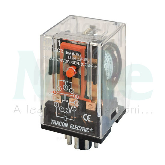 Miniatűr ipari  relé 3A/230VAC/28VDC 3v dugaszolós 24VDC monostabil IP20 TRACON