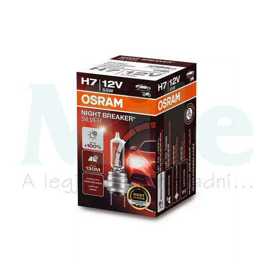 Jármű lámpa fényszóró H7 halogén 12V 55W/ PX26d Osram Night Breaker Silver H7 +100% dobozos 1 darabos
