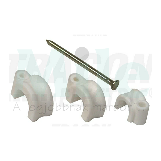 Kábelrögzítő bilincs szeggel 20db 6mm fényesfehér TRACON