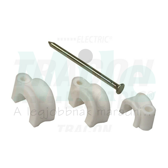 Kábelrögzítő bilincs szeggel 20db 9mm fényesfehér TRACON