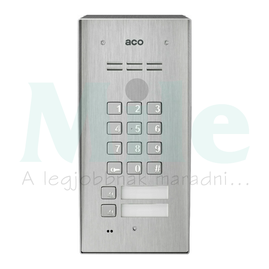 Kaputelefon kaputábla audió 2lakás kódzár RFID falonkívüli 2-erű 2hívógomb nemesacél ACO