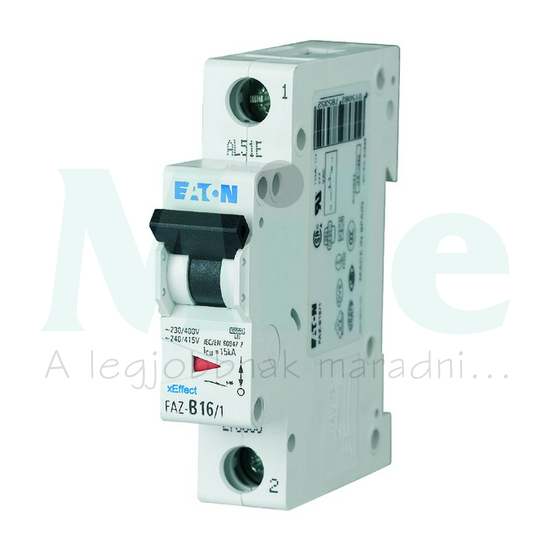 Kismegszakító 1P 2A C-jelleg 230V AC 10kA/60898 15kA/60947 1M FAZ-C2/1 EATON