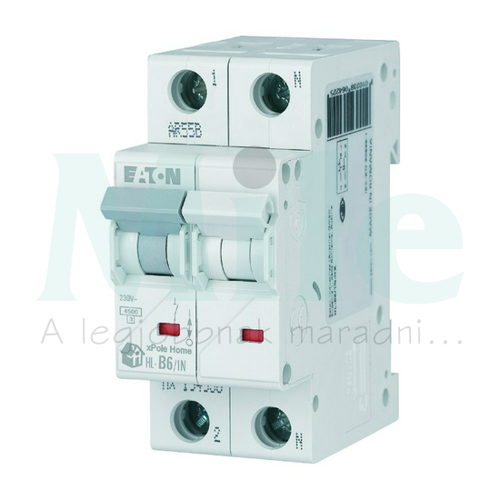 Kismegszakító 1P+N 6A B-jelleg 230V AC 4.5kA/60898 2M HL-B6/1N xPole Home EATON