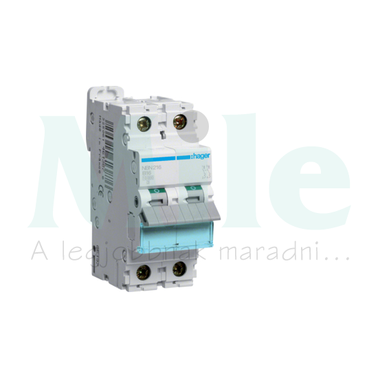 Kismegszakító 2P 16A B-jelleg 400V AC 10kA/60898 30kA/60947 NB Hager