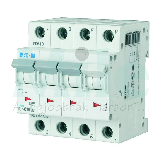 Kismegszakító 3P+N 25A D-jelleg 400V AC 10kA/60898 PL7-D25/3N EATON