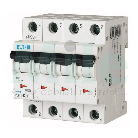 Kismegszakító 4P 12A D-jelleg 230V AC 6kA/60898 4M PL6-D12/4 EATON
