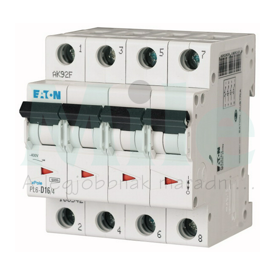 Kismegszakító 4P 16A B-jelleg 230V AC 6kA/60898 4M PL6-B16/4 EATON