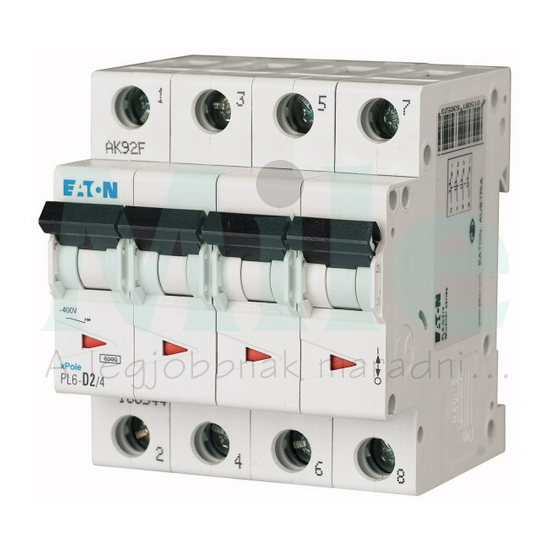 Kismegszakító 4P 2A B-jelleg 230V AC 6kA/60898 4M PL6-B2/4 EATON