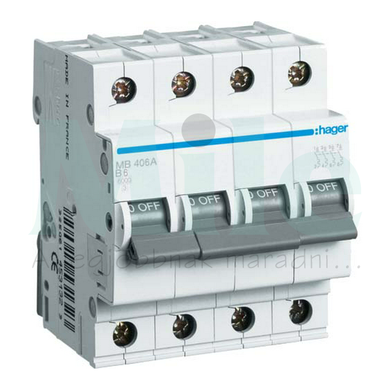 Kismegszakító 4P 6A B-jelleg 400V AC 6kA/60898 4M MB Hager