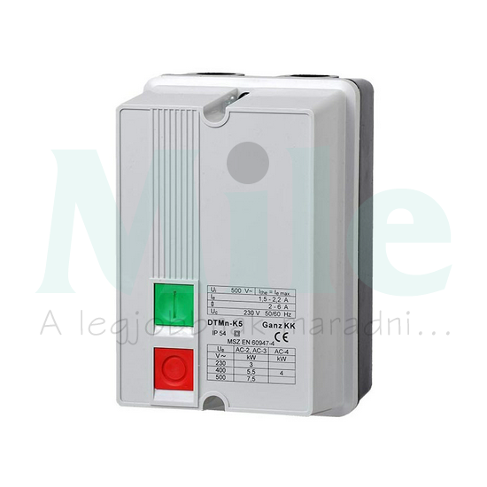 Komplett motorindító tokozott direkt 7,3-11A-hő 3kW/400VAC-3 220-230V50Hz IP54 DTMn-K5 Ganz KK