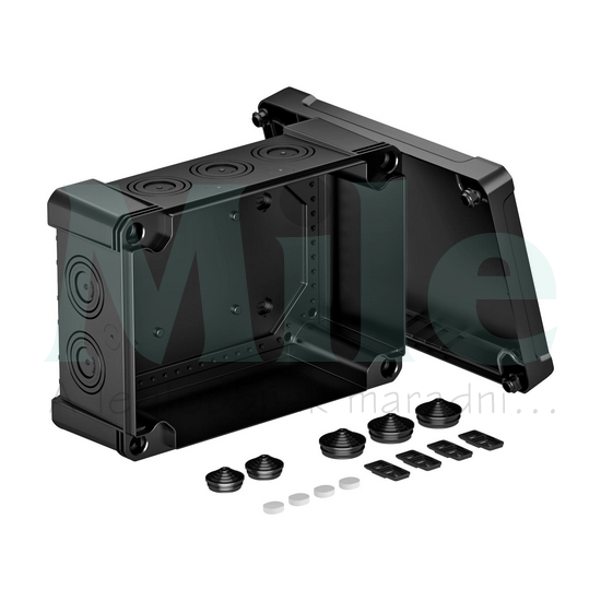 Kötődoboz falonkívüli műanyag 202mm x 286mm x 126mm IP67 fekete 25mm2-vezetőhöz(max.) X25 SW OBO-BETTERMANN