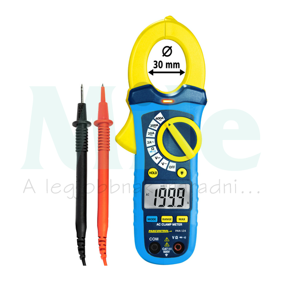 Lakatfogó V-A-Ohm-Hz LCD digitális 0,001-400A-max./AC 30mm-nyílás PAN 124 Pancontrol