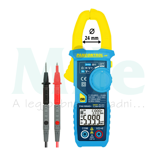 Lakatfogó V-A-Ohm-Hz LCD digitális 0,01-600A-max./DC 0,01-600A-max./AC PAN 600AD+ Pancontrol