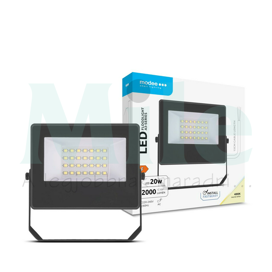 LED fényvető 20W 220-240V AC 2000lm 4000K fekete alumínium IP65 Slim-A3 Modee