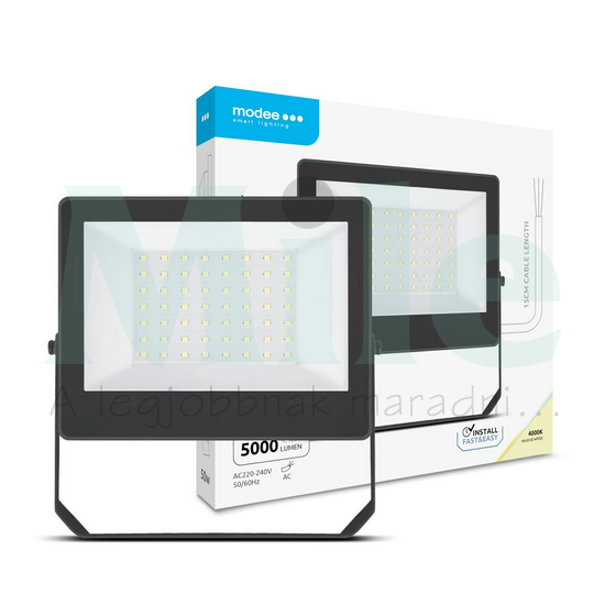 LED fényvető 50W 220-240V AC 5000lm 4000K fekete alumínium IP65 Slim-A3 Modee