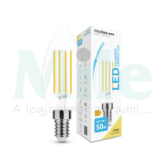 LED lámpa B35 DIM gyertya filament 7W- 50W E14 806lm 827 DIM 220-240V AC 35000h 360° 2700K Modee