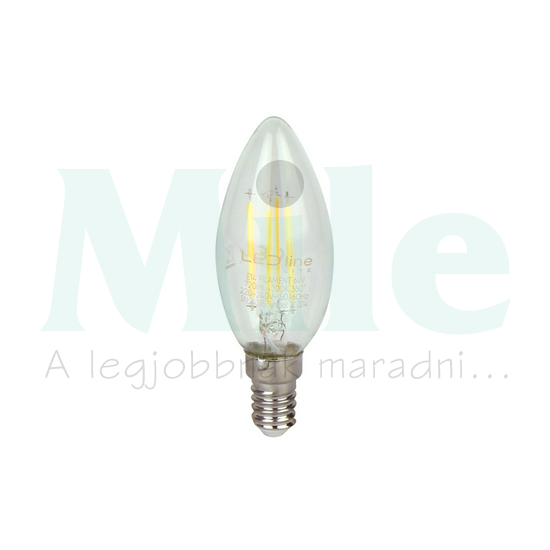 LED lámpa B35 gyertya filament 6W- E14 600lm 827 220-240V AC 25000h 360° 2700K Lite LED line