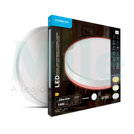 LED mennyezeti lámpatest kerek 3CCT DIM +RGB 26+6W távirányítóval falonkívüli 2x 170-250V AC 1900lm 2700-6000K IP20 15000h Modee
