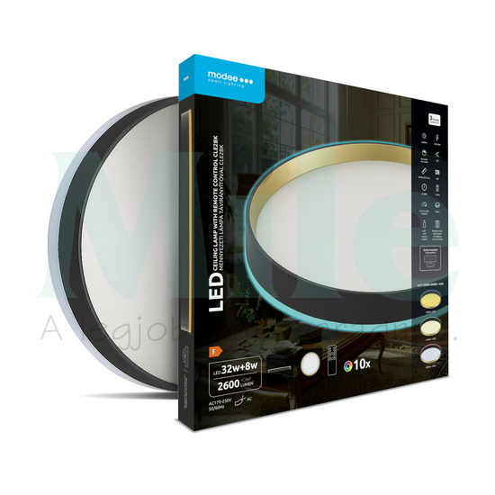 LED mennyezeti lámpatest kerek 3CCT DIM +RGB 32+8W távirányítóval falonkívüli 2x 170-250V AC 2600lm 2700-6000K IP20 15000h Modee