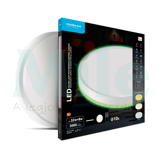 LED mennyezeti lámpatest kerek 3CCT DIM +RGB 32+8W távirányítóval falonkívüli 2x 170-250V AC 3000lm 2700-6000K IP20 15000h Modee