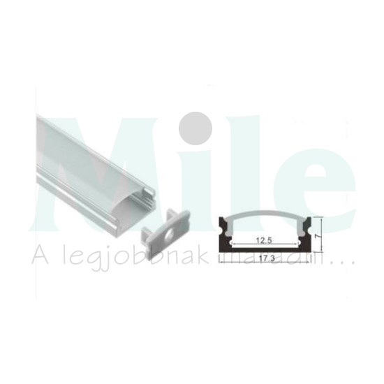 LED szalag profil készlet alu. 17,3x7x1000mm +matt fedél +klipsz +végzárók  Clearled
