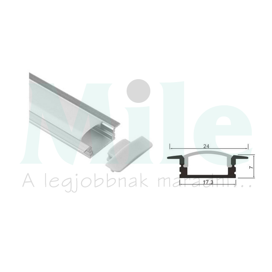 LED szalag profil készlet alumínium 4x7x2000mm +matt fedél +klipsz +végzárók Clearled