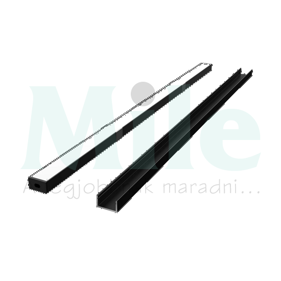 LED szalag profil készlet felületre aluminium U 16x9,5mm fekete 2m Prime LED line
