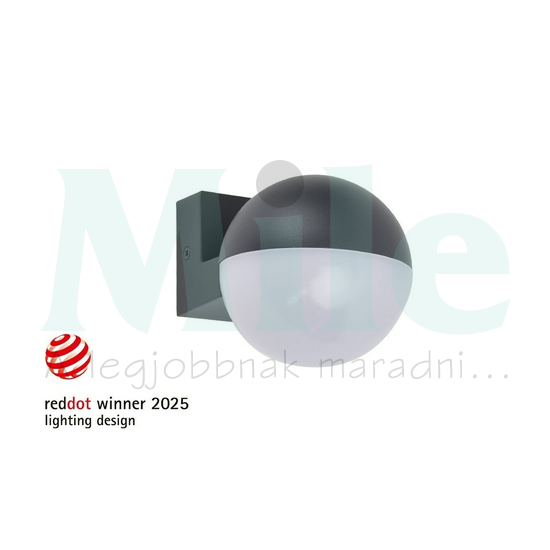 LUTEC 5138002118 LOOMA kültéri fali LED 7,8W 3000K 800lm fekete/opál félgömb IP54