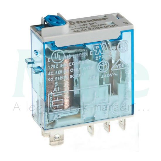 Miniatűr ipari  relé 16A 1-v dugaszolós 24VDC monostabil IP40 46.61.9.024.0040 FINDER