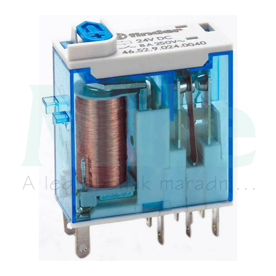 Miniatűr ipari  relé 8A 2-v dugaszolós 24VDC monostabil IP40 46.52.9.024.0040 FINDER
