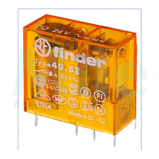 Miniatűr relé NYÁK/dugasz 8A 2v 8A 110V50Hz monostabil IP20 40.52.8.110.0000 FINDER