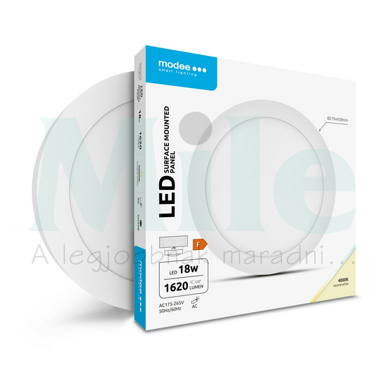 LED panel kerek falon kívüli 1x 18W 175-265V AC 1620lm 4000K IP20 30000h A2-series Modee