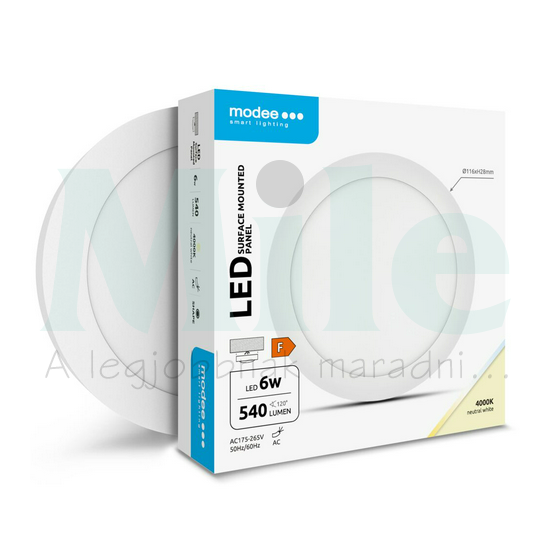 LED panel kerek falonkívüli 1x 6W 175-265V AC 540lm 4000K 30000h Modee