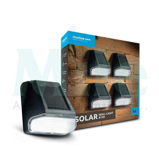 LED kültéri fali szolár lámpatest falra 02Ah Ni-MH akku 8h 4db 1,2V DC 3lm 7500K IP44 Modee