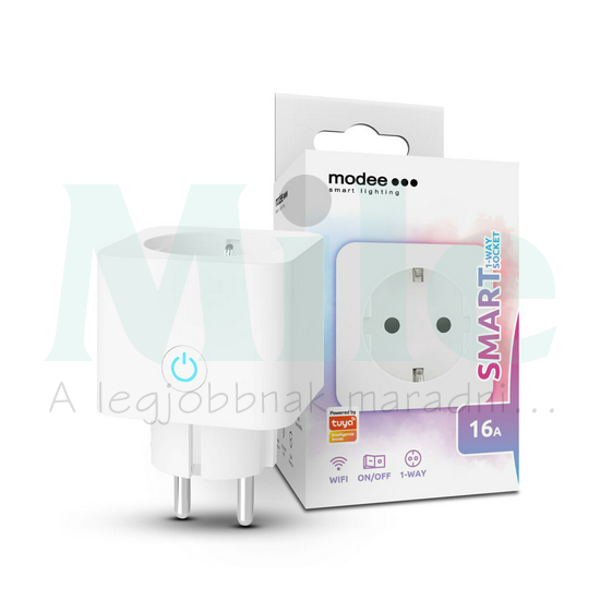 RF okos dugaljadapter 16A/230V/2P+F/Bluetooth (Tuya Wi-Fi) 230VAC-táp fehér tokozott Smart Modee