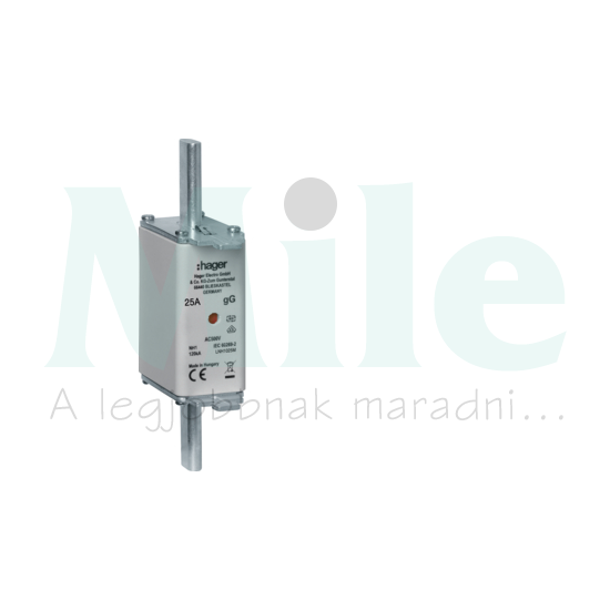 NH biztosítóbetét gG NH1 25A gL/gG (kábel-/készülékvédő) 500V AC 120kA LNH Hager