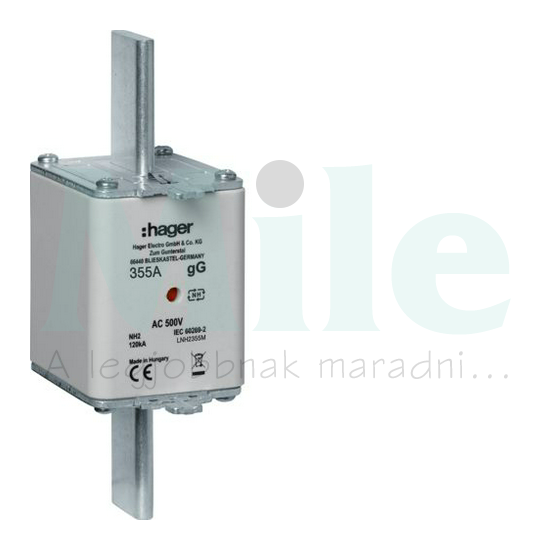 NH biztosítóbetét gG NH2 355A gL/gG (kábel-/készülékvédő) 500V AC 120kA LNH Hager