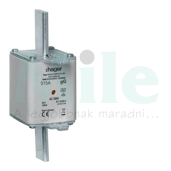 NH biztosítóbetét gG NH3 315A gL/gG (kábel-/készülékvédő) 500V AC 120kA LNH Hager