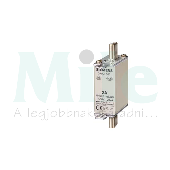 NH biztosítóbetét NH000 125A 500V gL/gG homlokoldali-kioldásjelzéssel 3NA3832-8 SIEMENS