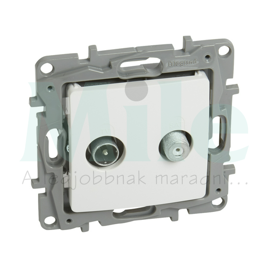 Niloé antenna aljzat TV-SAT süllyesztett fehér 2-kimenet végzáró 10dB/860MHz LEGRAND