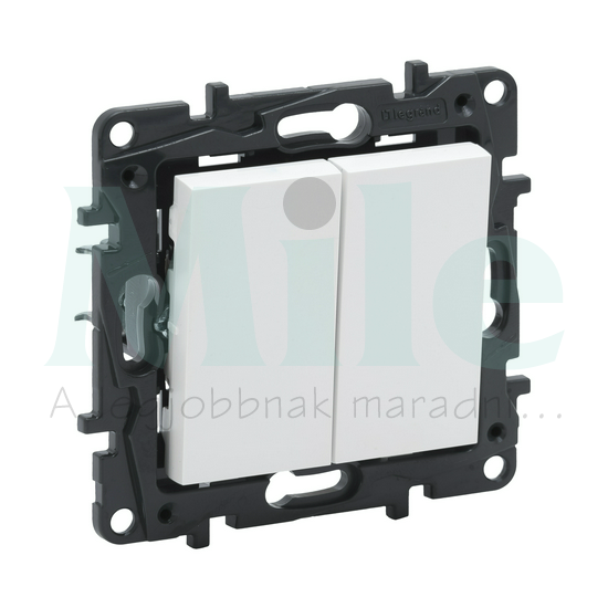 NiloéStep 106+6 kettős váltókapcsoló betét közp. fedéllel fehér süllyesztett rugós IP20 LEGRAND