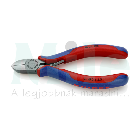 Oldalcsípő fogó 63HRC max.d2,5mm/Cu nyitórugós piros-kék normál 125mm KNIPEX