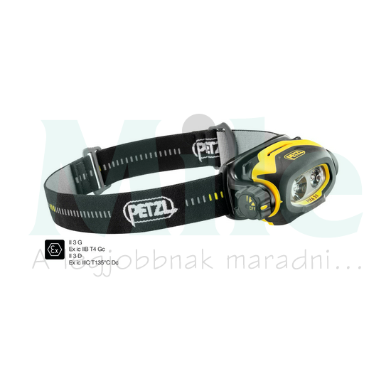 Rb LED fejlámpa 90lm 90m ATEX zona 2/22 +sisakadapter 1x tölthető akku teleppel IPX7 PIXA3R Petzl