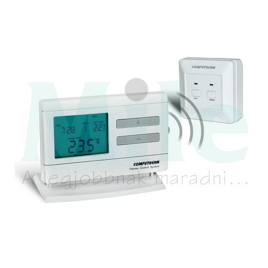 RF szobatermosztát programozható LCD (2xAA1,5V-elemes) +vevő digitális 5-40°C 6A 230V QUANTRAX