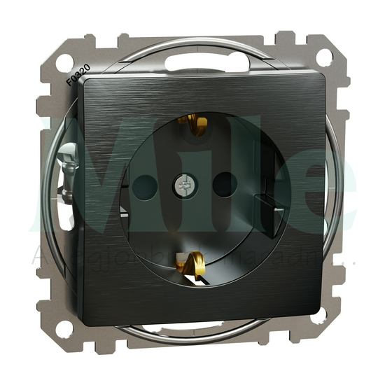 SEDNA 162 dugalj 2p+f csatlakozóaljzat biztonsági zsaluval rugós bekötés 16A szálcsiszolt titánium