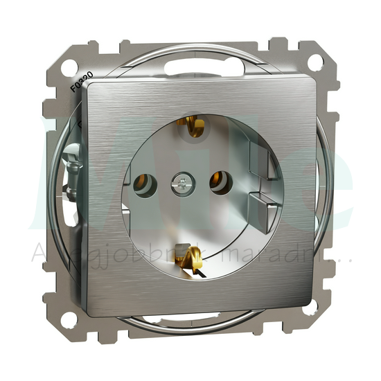 SEDNA 162 dugalj 2p+f csatlakozóaljzat rugós bekötés 16A szálcsiszolt alumínium