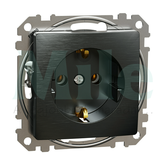 SEDNA 162 dugalj 2p+f csatlakozóaljzat rugós bekötés 16A szálcsiszolt titánium